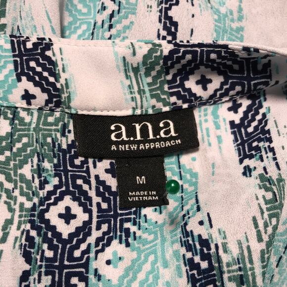 A New Approach Geometric V-Neck Long Sleeve Lightweight Blouse M - Picture 3 of 5